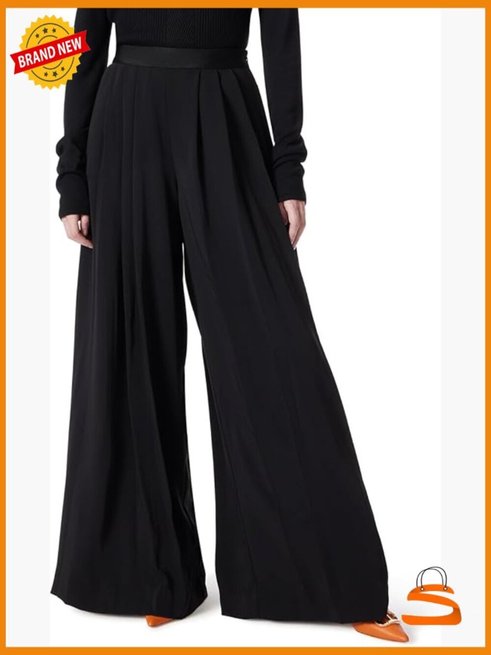High Rise Wide Leg Pleated Dress Pants with Side Zip for Work